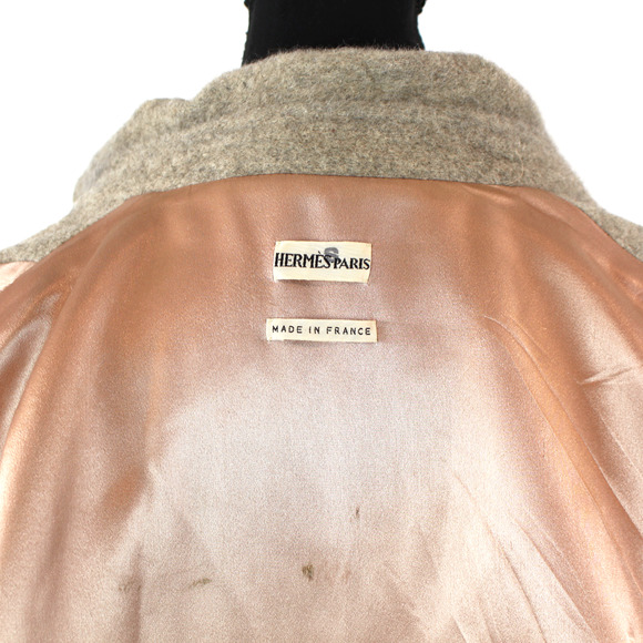 Hermes Tan Alpaca Button Front Collared Pea Coat 40 Partial Lined Mid Overcoat M - Picture 6 of 7